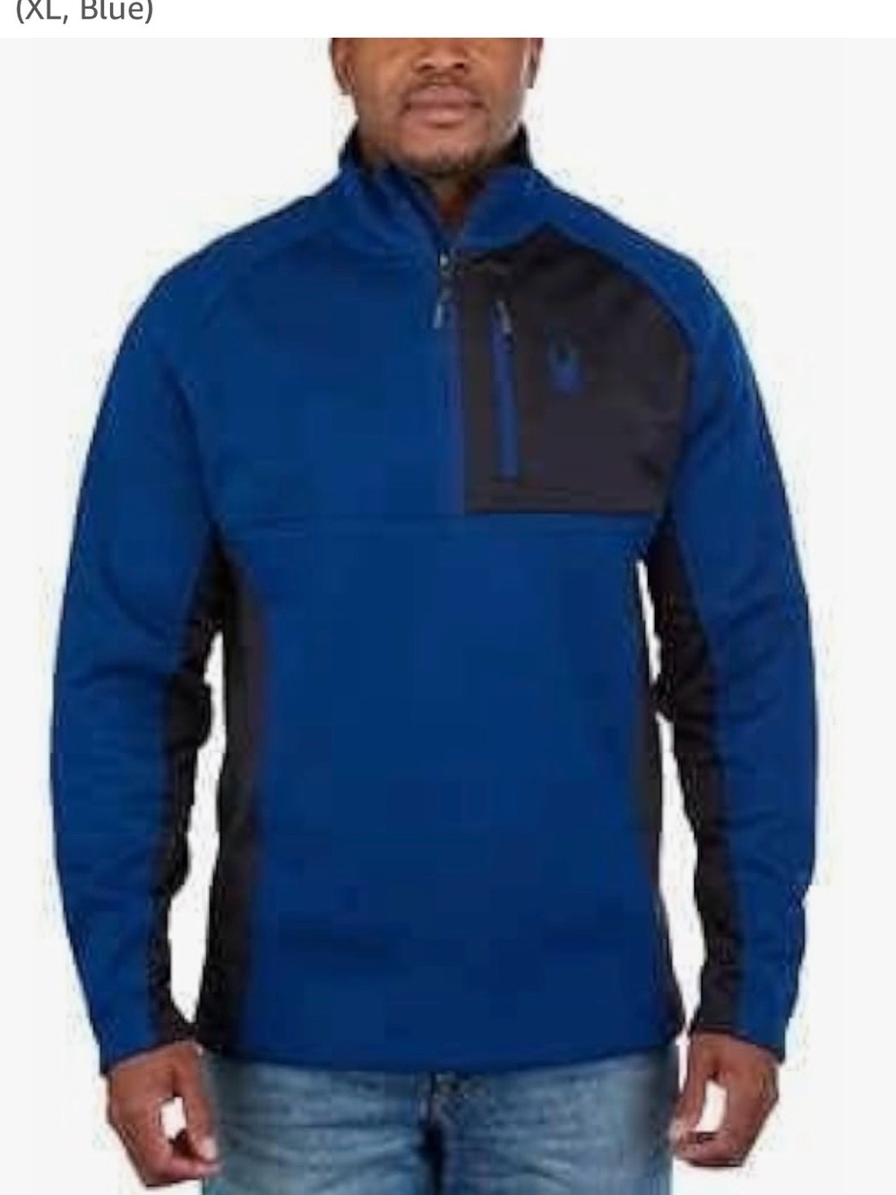 Spyder Men's Gait Quarter Zip Fleece Lined Pullover Jacket Blue Black XL NWT